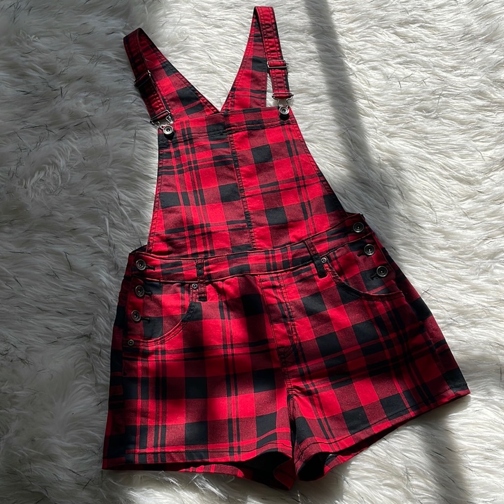 ✨Blackheart Red and Black Plaid Romper✨